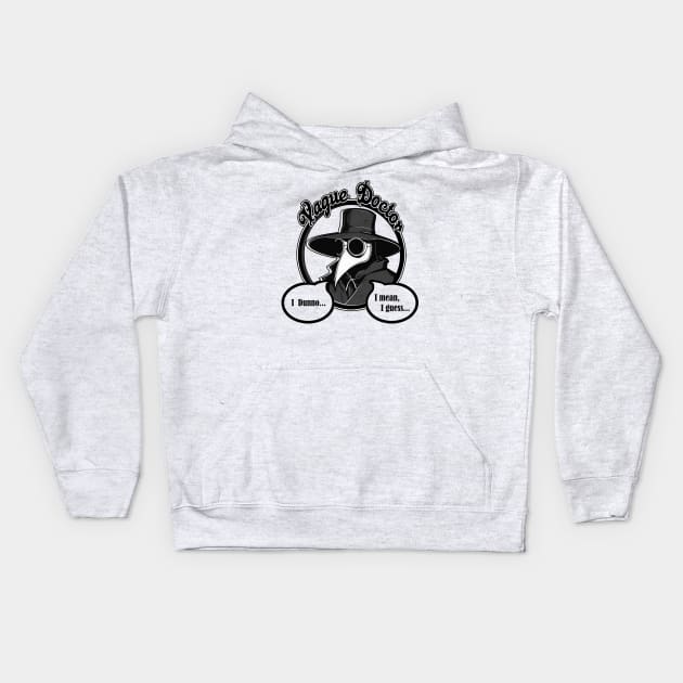 Vague Doctor - Black Outlined Version with Grey Accent Colors Kids Hoodie by Nat Ewert Art